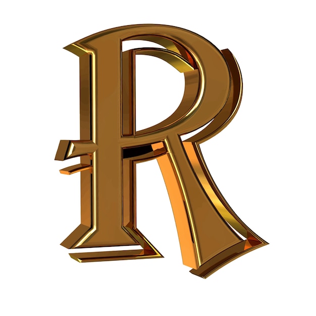 Symbol 3d made of gold letter r