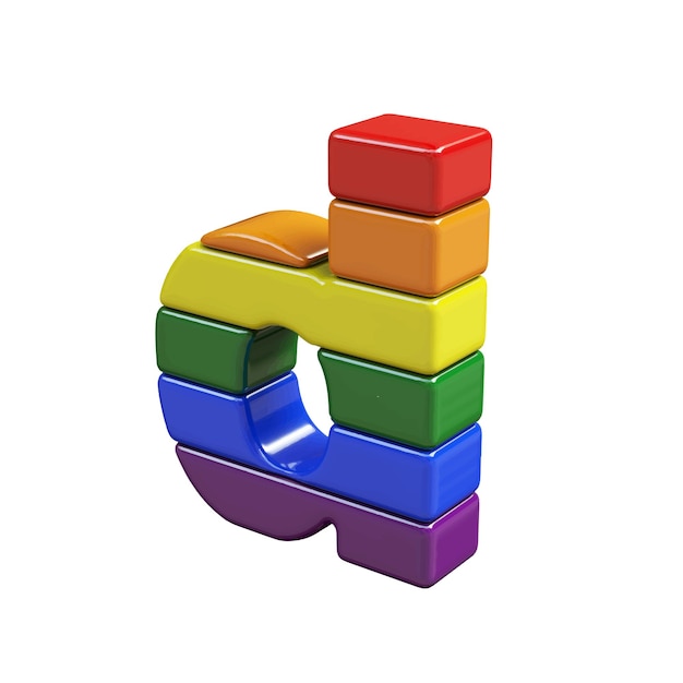 Symbol 3d made of LGBT flag colors letter d