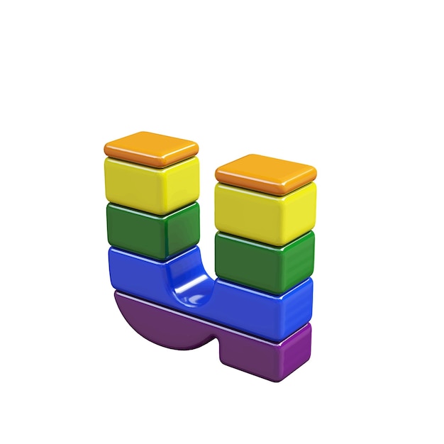 Symbol 3d made of LGBT flag colors letter u