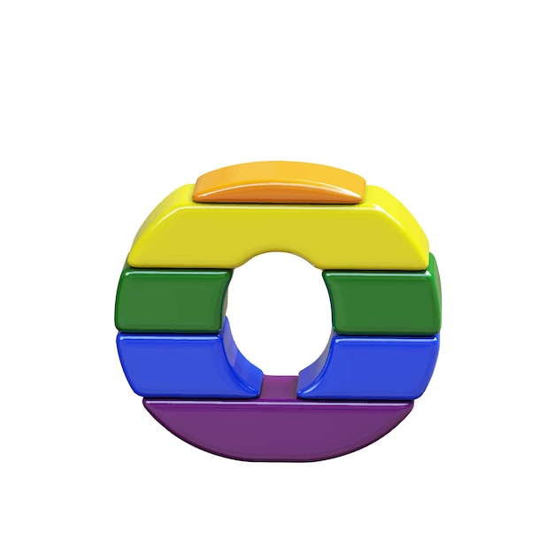 Symbol 3d made of LGBT flag colors number letter o