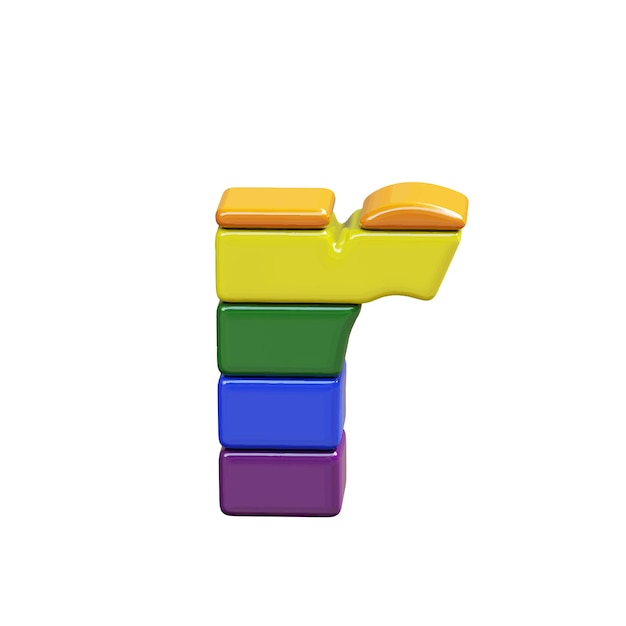 Symbol 3d made of LGBT flag colors number letter r