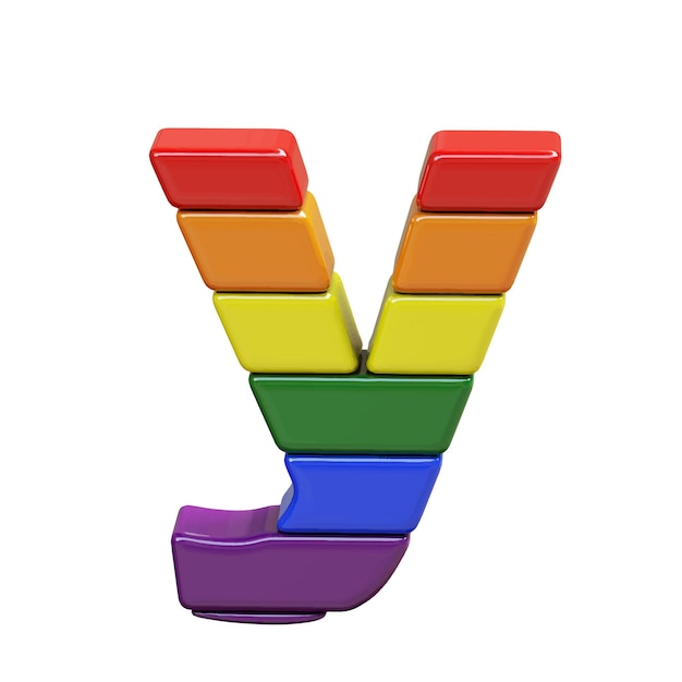 Symbol 3d made of LGBT flag colors number letter y