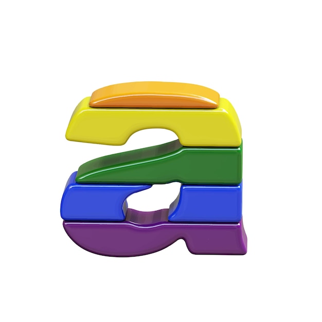 Symbol 3d made of LGBT flag colors number letter a