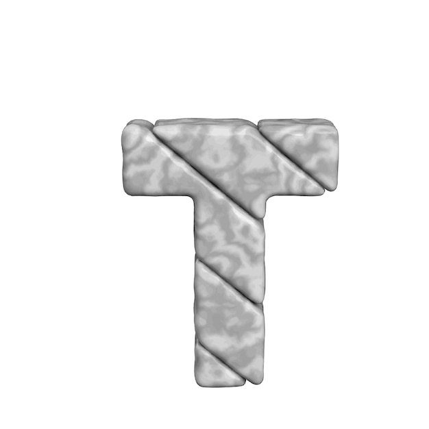 Symbol 3d made of marble letter t