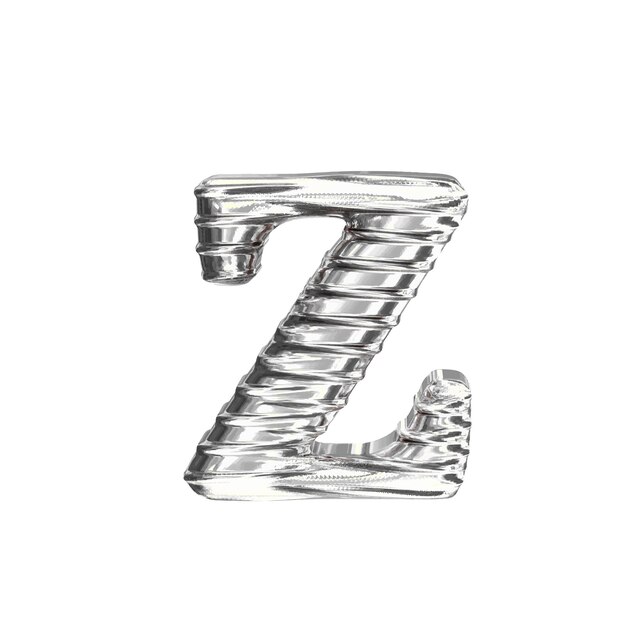 The symbol 3d made of silver letter z