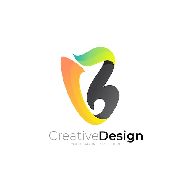 Symbol B logo and 3d colorful design template colorful style