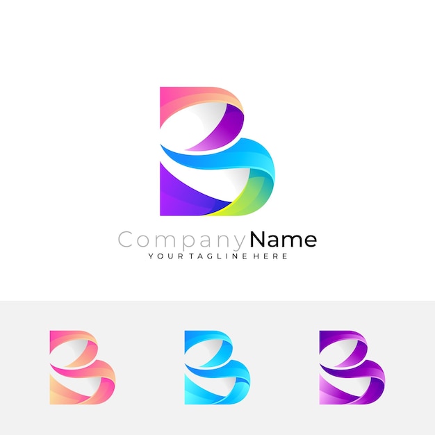 Symbol B logo design vector image 3d style