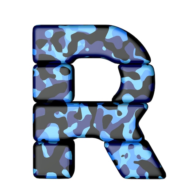 Symbol in blue camouflage letter r