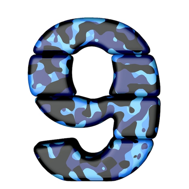 Symbol in blue camouflage number 9