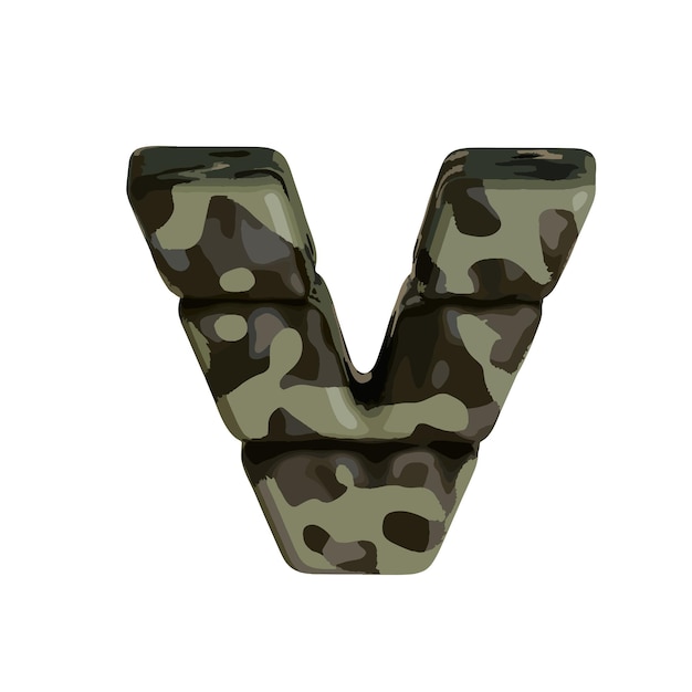 Symbol in brown camouflage letter v