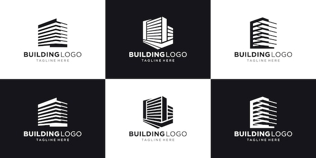 Symbol of building logo design inspiration abstract real estate build logo collection