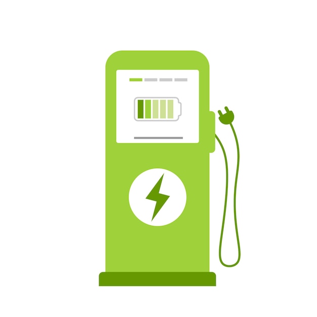 Symbol of charger station for electric cars Green electricity energy consumption outline concept