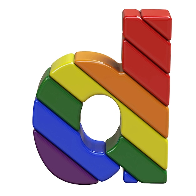 Symbol in the colors of the LGBT flag letter d