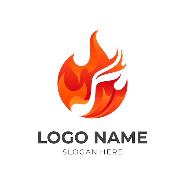 Symbol fire logo and melody icon vector, colorful style