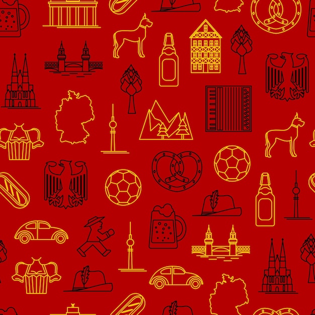 Symbol of Germany Thin Line Seamless Pattern Background Vector