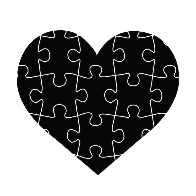 Symbol Heart Puzzle Isolated White Background