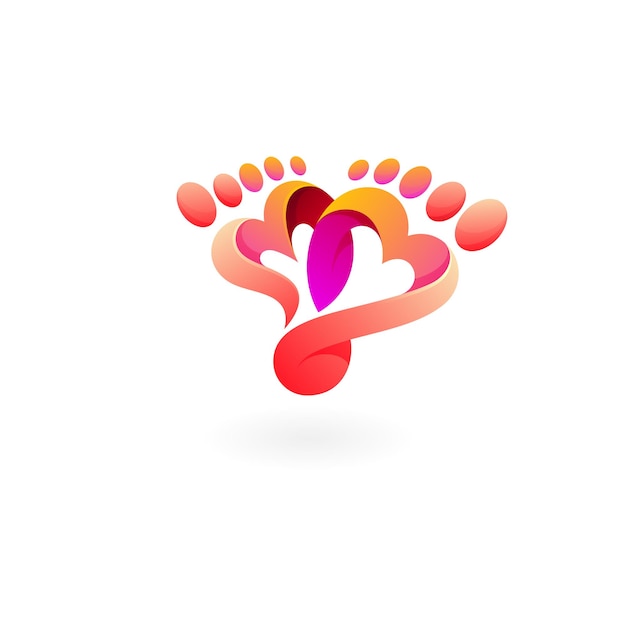 Symbol love logo with two legs charity icon template