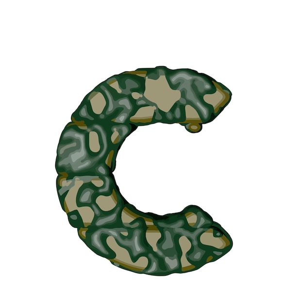 Symbol made of green camouflage letter c