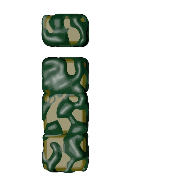 Symbol made of green camouflage letter i