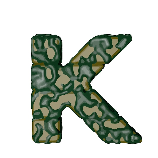 Symbol made of green camouflage letter k