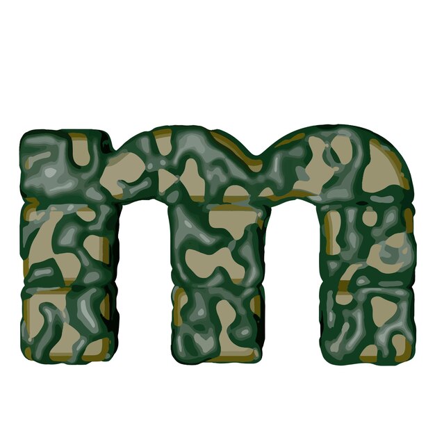 Symbol made of green camouflage letter m