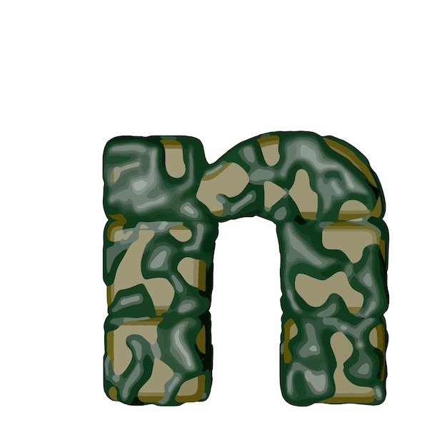 Symbol made of green camouflage letter n