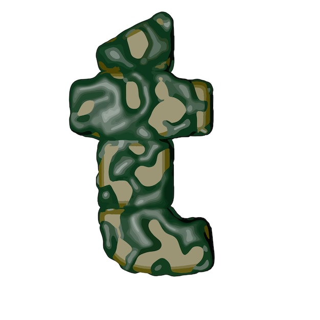 Symbol made of green camouflage letter t