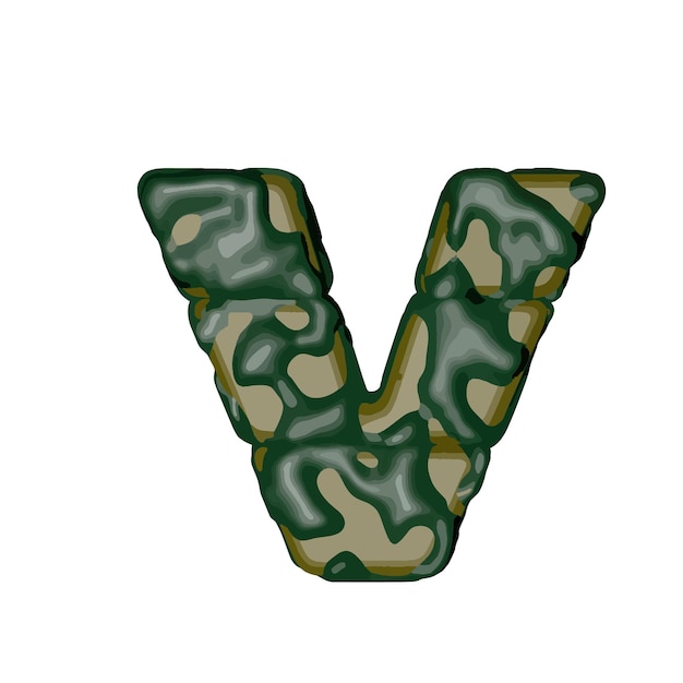 Symbol made of green camouflage letter v