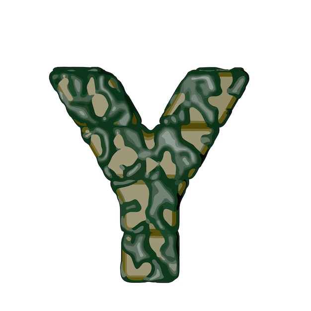 Symbol made of green camouflage letter y