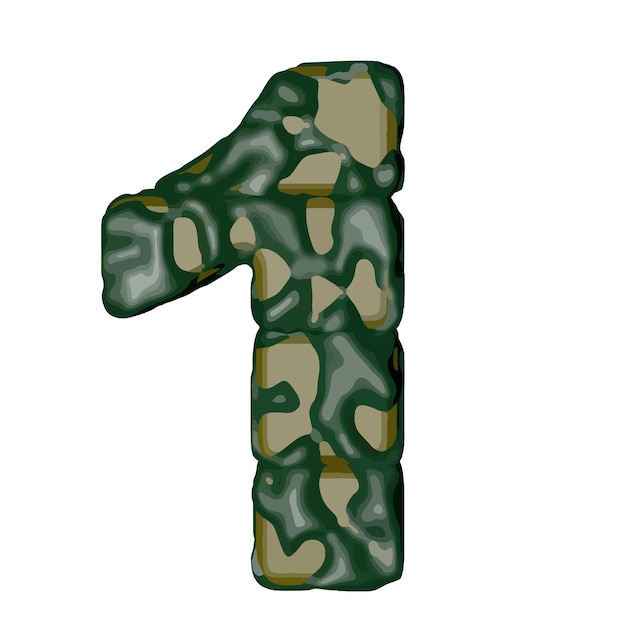 Symbol made of green camouflage number 1