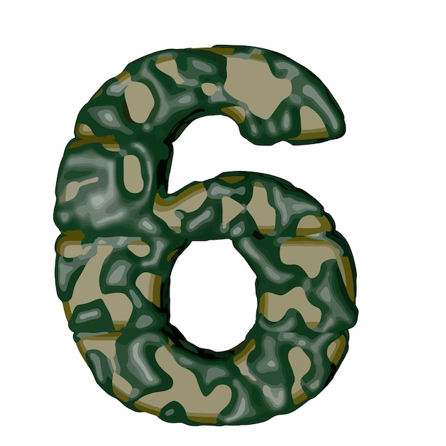 Symbol made of green camouflage number 6