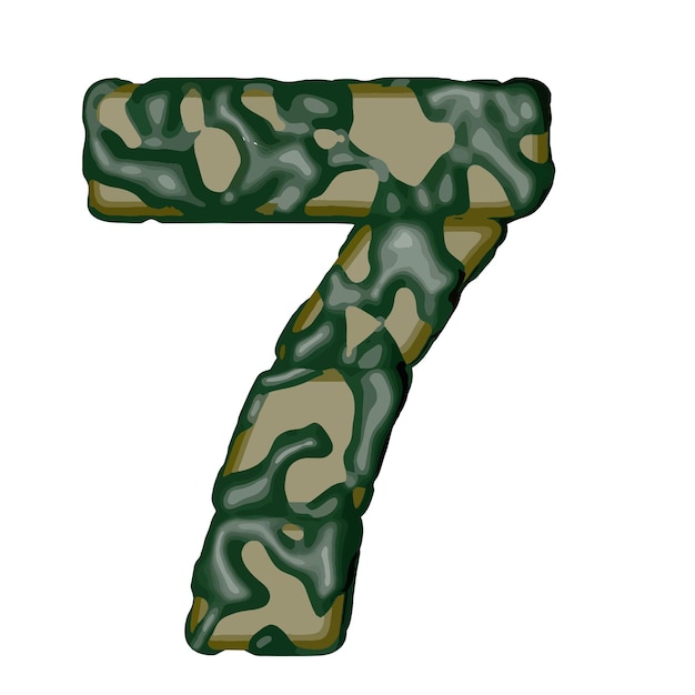 Symbol made of green camouflage number 7