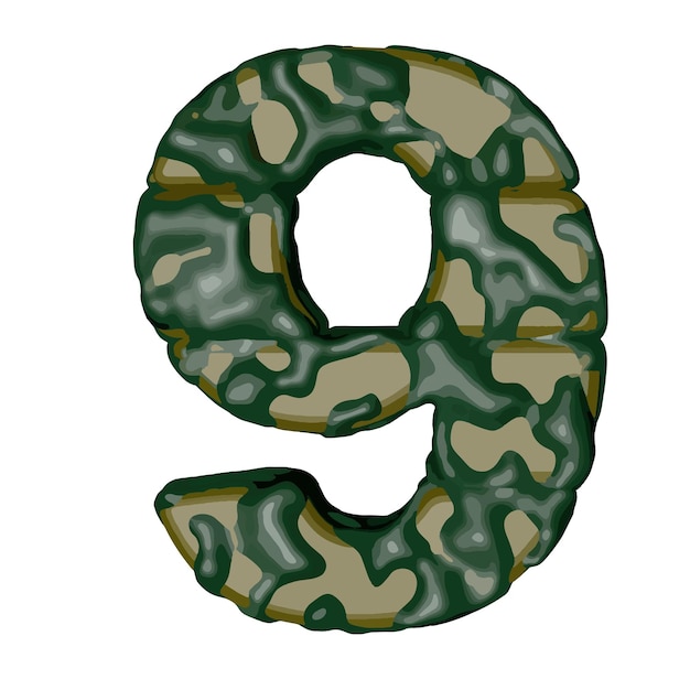 Symbol made of green camouflage number 9