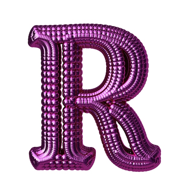 Symbol made of purple spheres letter r