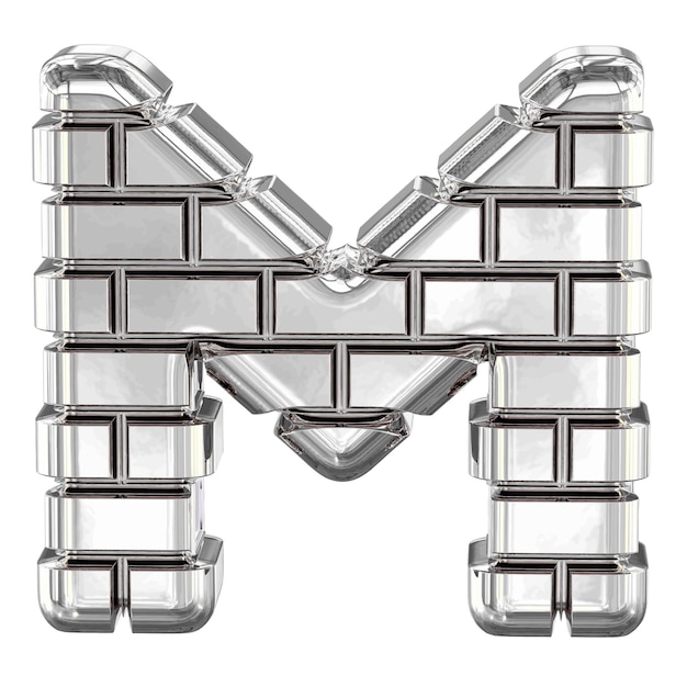 The symbol made of silver bricks letter m