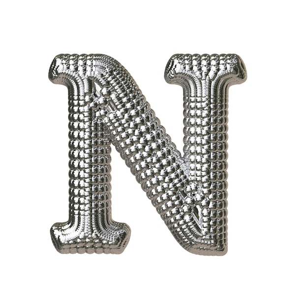 Symbol made of silver spheres letter n