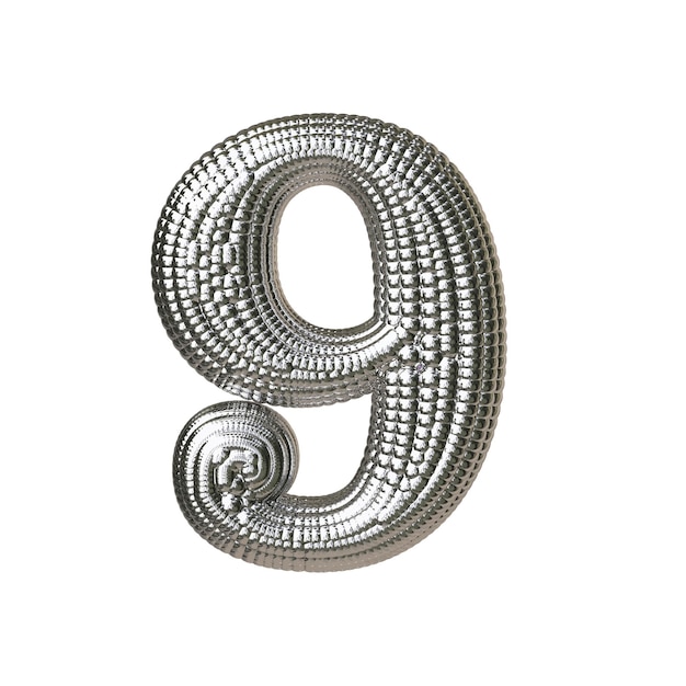 Symbol made of silver spheres number 9