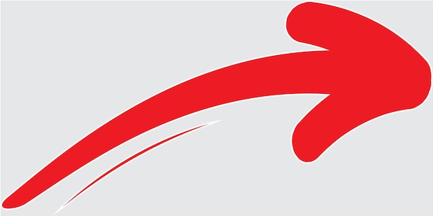 Symbol red arrow and white border on white background