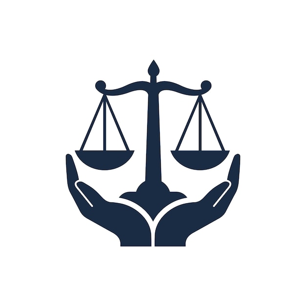 Vector a symbol that has the hands holding a scale that says hands law court and legal service logo