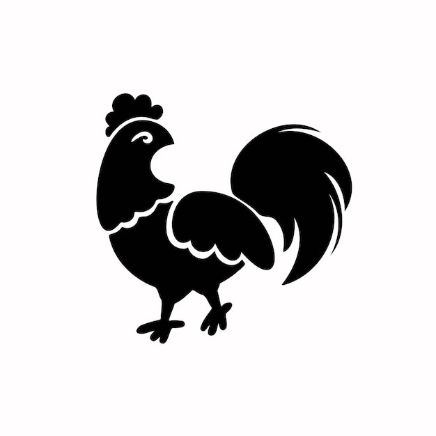 Symbol of the year rooster chicken silhouette vector illustration