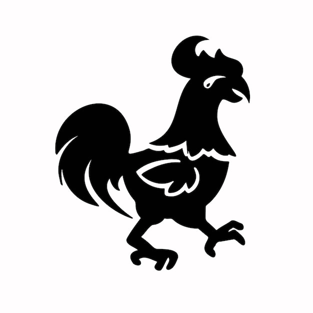 Vector symbol of the year rooster chicken silhouette and vector illustration