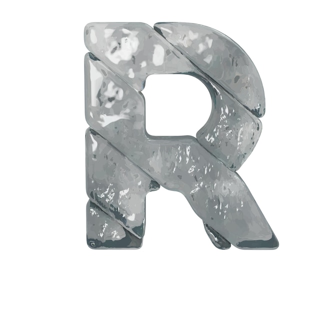 Symbols made of gray ice letter r