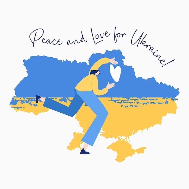 Symbols of support for Ukrainian war victims vector illustration Call for help and peace for Ukrain