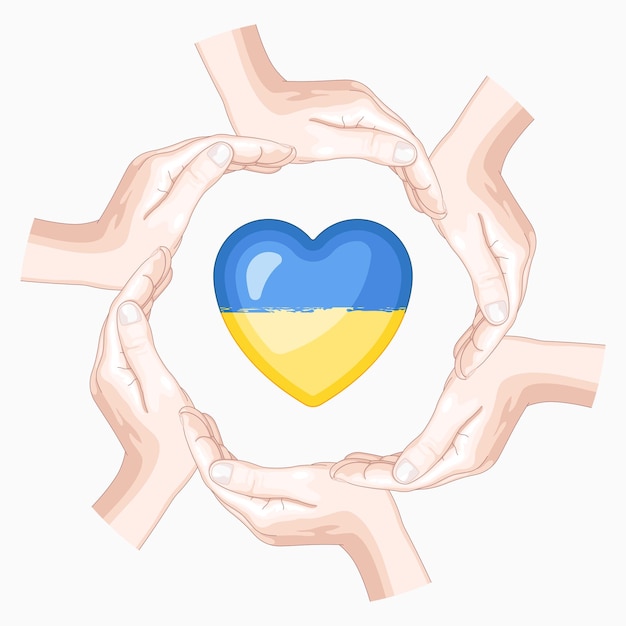 Symbols of support for ukrainian war victims vector illustration call for help and peace for ukrain