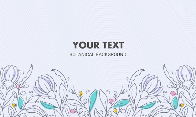 Symmetrical Colored Hand Drawn Natural Floral Background