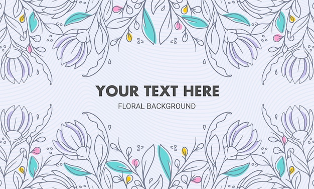 Symmetrical Colored Hand Drawn Natural Floral Background