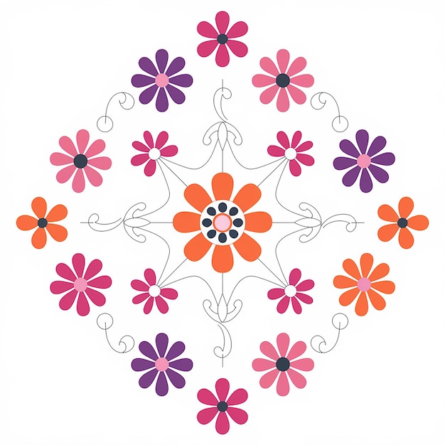 Vector a symmetrical ornate design composed of various floral motifs