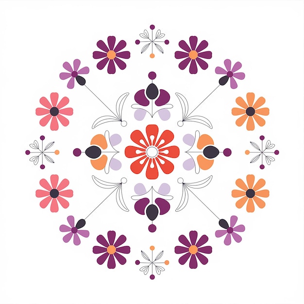 A symmetrical ornate design composed of various floral motifs