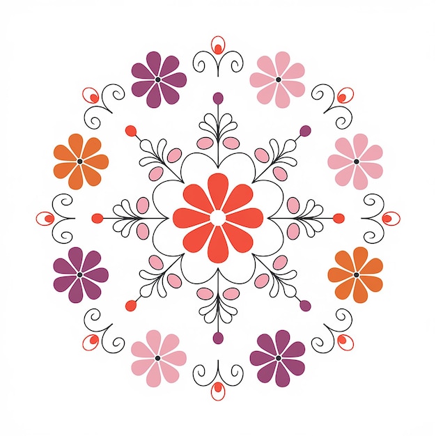 A symmetrical ornate design composed of various floral motifs