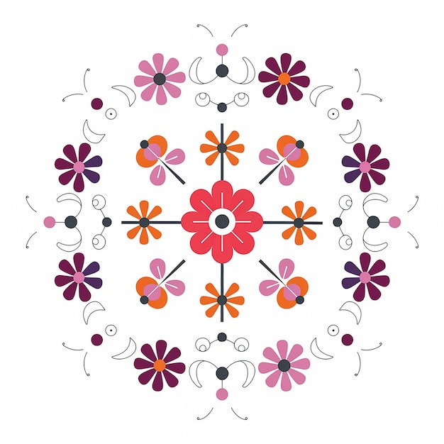 A symmetrical ornate design composed of various floral motifs